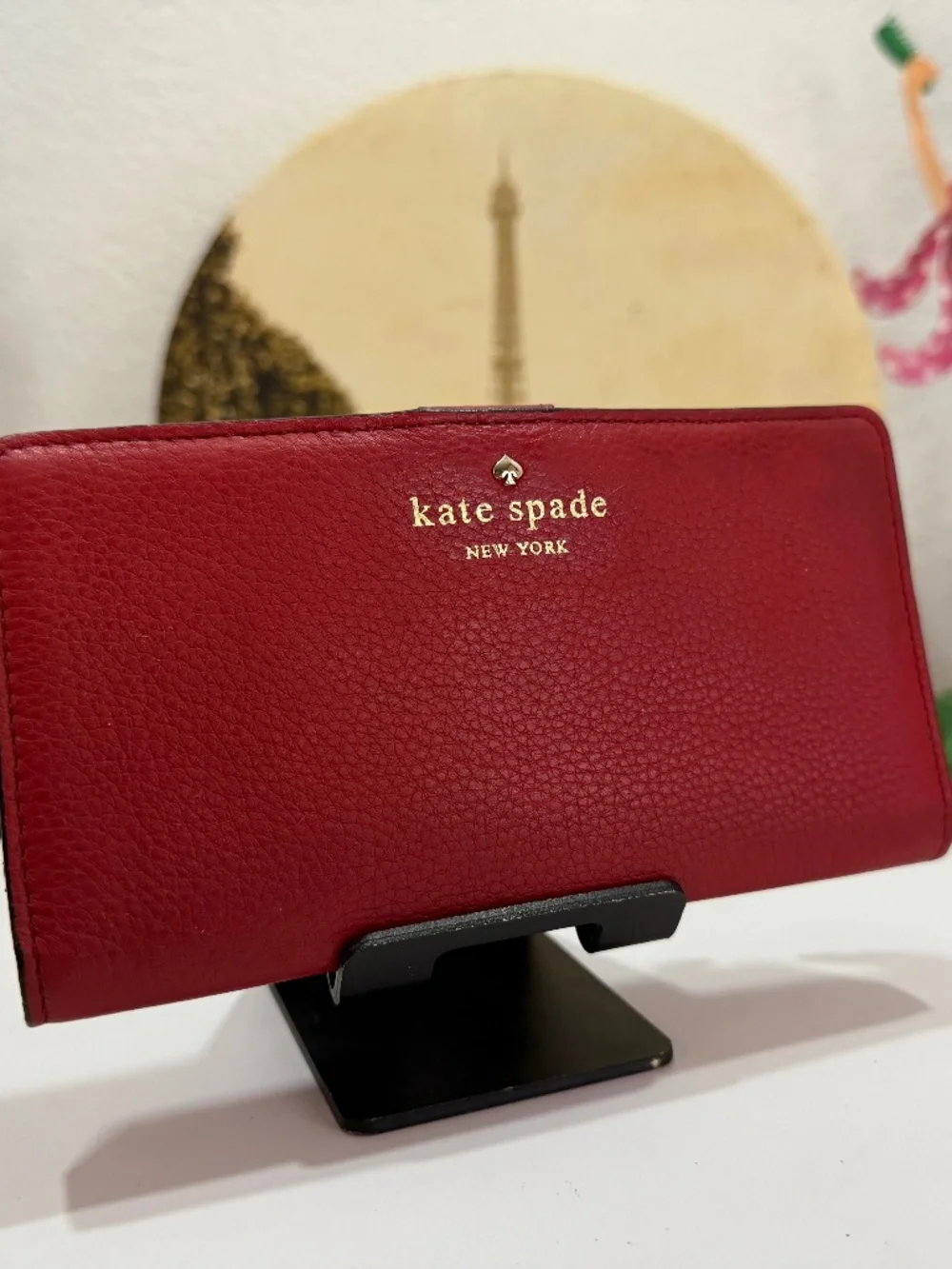 ECLECTIC KATE SPADE RED PEBBLED WALLET!